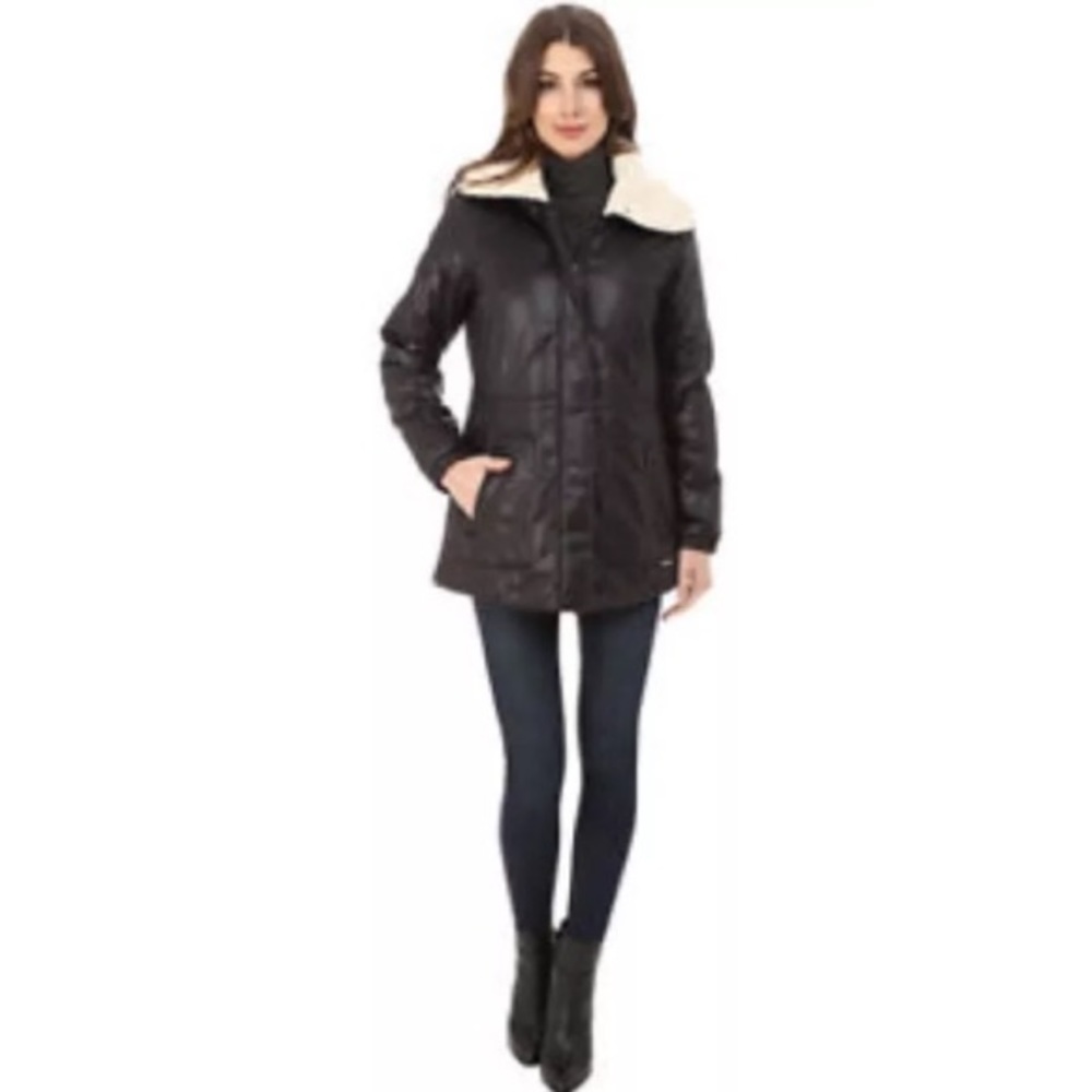 Kenneth Cole Faux Fur Sherpa-Lined Parka - Picture 4 of 4